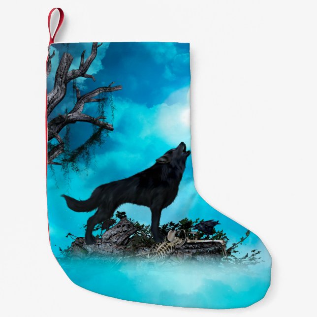 Petite Chaussette De Noël Loup impressionnant (Devant)