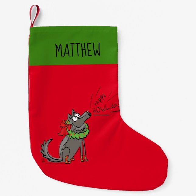 Petite Chaussette De Noël Loup Noël Joyeux Howlidays Funny (Devant)
