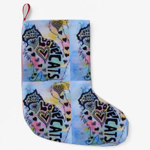 Petite Chaussette De Noël Love Cats Joyeux chat coloré Noël Stocking