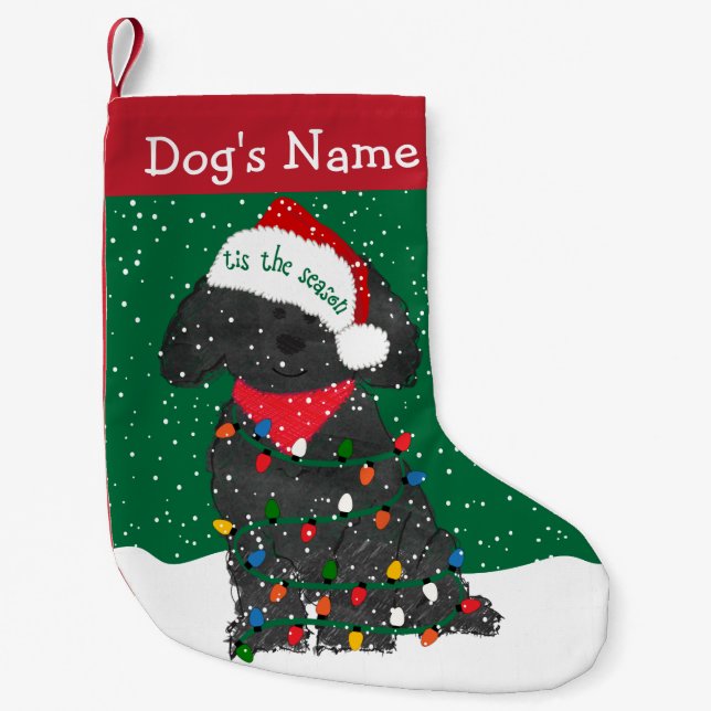 Petite Chaussette De Noël Lumières de Noël personnalisées Labradoodle (Devant)