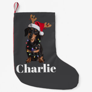 Petite Chaussette De Noël Lumières de Noël pour chien teckel personnalisées 