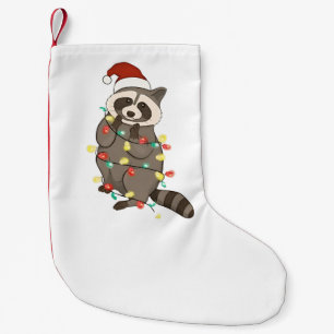 Petite Chaussette De Noël Lumières joyeuses de Noël Raton Laveur Chapeau de
