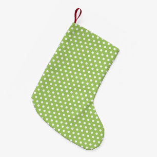 Petite Chaussette De Noël Lumineuse Lime Vert Et Blanc Pois Motif