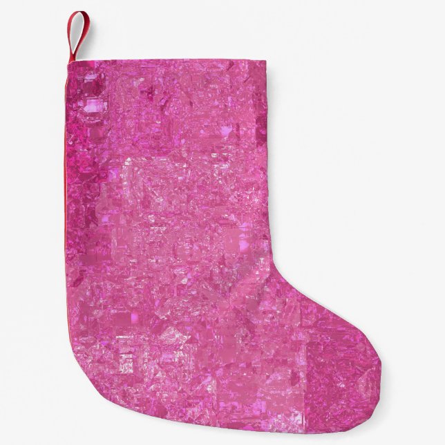 Petite Chaussette De Noël Lumineux rose Abstrait Mosaïque brillant (Devant)