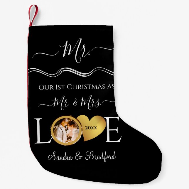 Petite Chaussette De Noël M. 1er Noël comme M. Mme Newlyweds Holiday (Devant)