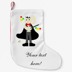 Petite Chaussette De Noël Magicien dans un cap noir avec une bande dessinée