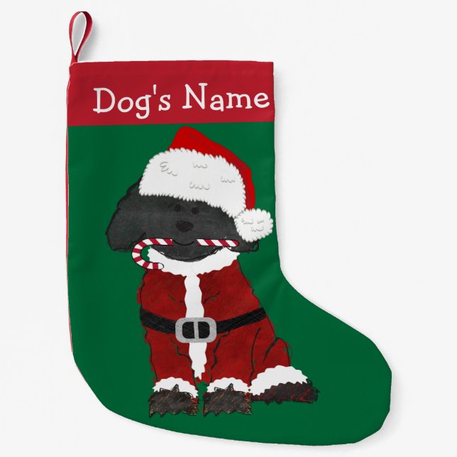 Petite Chaussette De Noël Main dessinée personnalisée Labradoodle Père Noël (Devant)