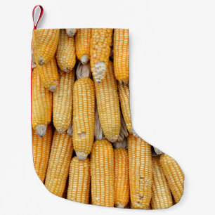 Petite Chaussette De Noël Maïs séché empilé.