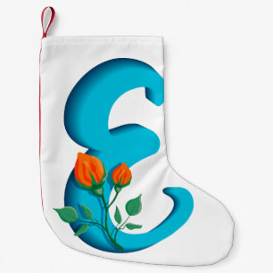 Petite Chaussette De Noël Majuscule E monogramme floral