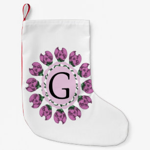 Petite Chaussette De Noël Majuscule G monogramme floral