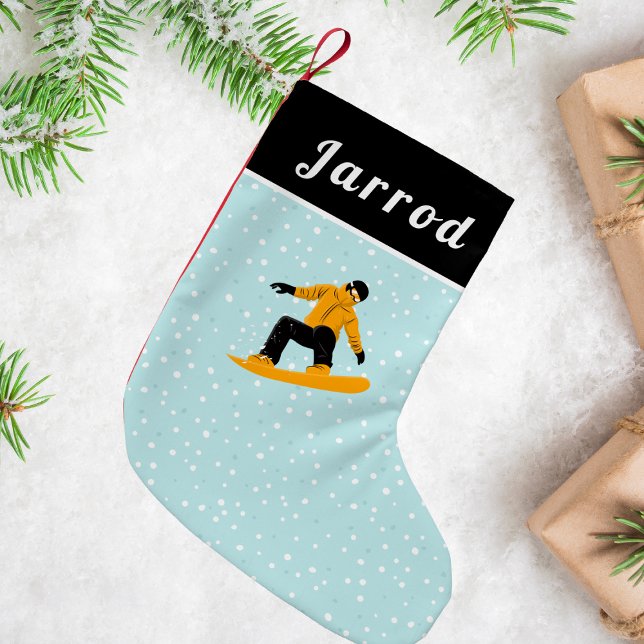 Petite Chaussette De Noël Man Snowboard Son Nom Extreme Sports D'Hiver (Créateur téléchargé)