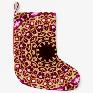 Petite Chaussette De Noël Mandala broch, arrière - plan vintage géométrique.