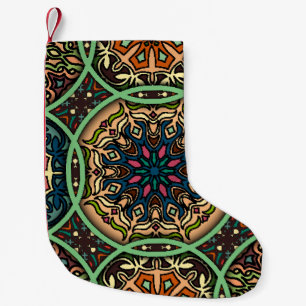 Petite Chaussette De Noël Mandala coloré : Vintage main florale tirée