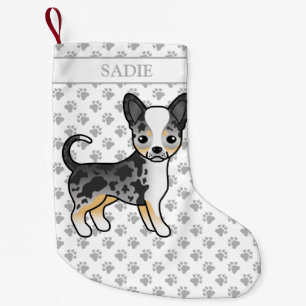 Petite Chaussette De Noël Manteau bleu Merle Smooth Chihuahua Cute Dog & Nam