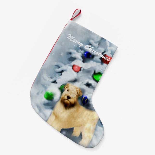 Petite Chaussette De Noël Manteau doux Wheaten Terrier Noël (Devant (Accrochage))