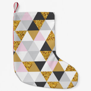 Petite Chaussette De Noël Marbre doré, texture géométrique transparente