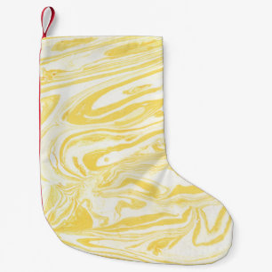 Petite Chaussette De Noël Marbre jaune élégant : Texture dessinée à la main
