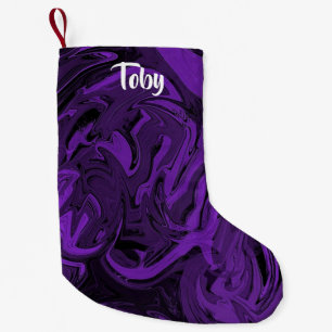 Petite Chaussette De Noël Marbre violet et noir poli
