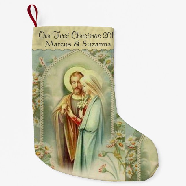 Petite Chaussette De Noël Mariage béni de Vierge Marie St Joseph (Devant)
