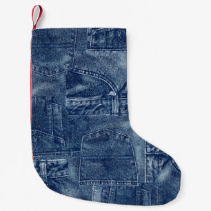Petite Chaussette De Noël matériau de denim,