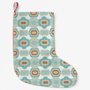Petite Chaussette De Noël Médaillon bleu/tan/marron coloré