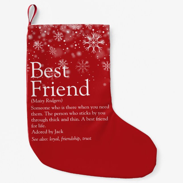 Petite Chaussette De Noël Meilleure définition d'ami personnalisée Neige de  (Devant)