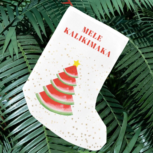 Petite Chaussette De Noël Mele Kalikimaka Arbre de pastèque rouge (Créateur téléchargé)
