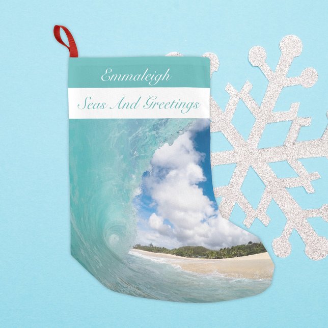 Petite Chaussette De Noël Mer Et Salutations La Vague De Baril Hawaïen (Créateur téléchargé)
