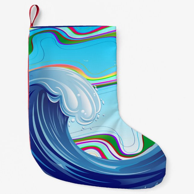 Petite Chaussette De Noël Mer Océan Grande Vague Eau (Devant)