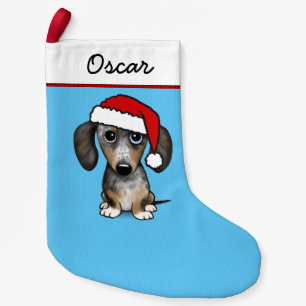 Petite Chaussette De Noël Merle Dapple Dachshund Chien mignon Père Noël