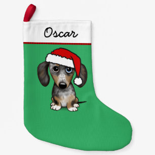 Petite Chaussette De Noël Merle Dapple Dachshund Chien mignon Père Noël