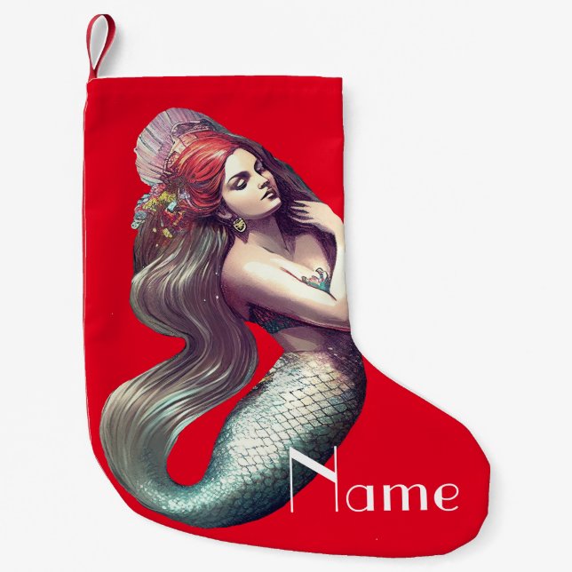 Petite Chaussette De Noël Mermaid Beauté de Redhead Thunder_Cove (Devant)