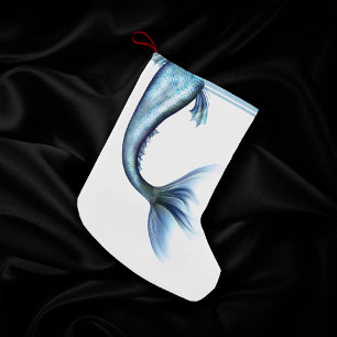 Petite Chaussette De Noël Mermaid Glam Tail   Dusty Ice Blue Luster Sheen