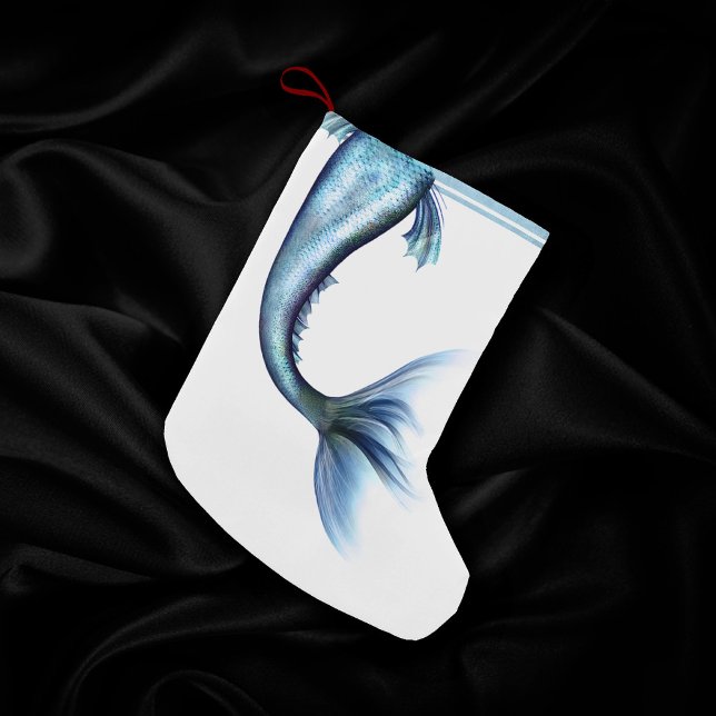 Petite Chaussette De Noël Mermaid Glam Tail | Dusty Ice Blue Luster Sheen (Créateur téléchargé)
