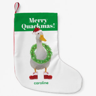 Petite Chaussette De Noël Merry Quackmas White Père Noël Duck