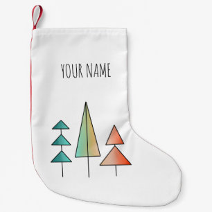 Petite Chaussette De Noël mid century modern rainbow trees blush teal simple