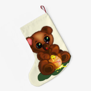 Petite Chaussette De Noël Mignonne Ours Noël Stocker