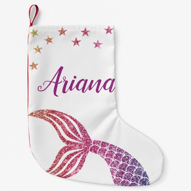 Petite Chaussette De Noël Mignonne Sirène personnalisée - Réservation de Noë (Devant)