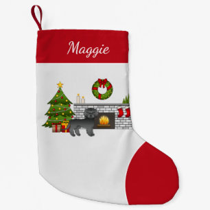 Petite Chaussette De Noël Mini Goldendoodle noir - Salle festive de Noël