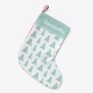 Petite Chaussette De Noël Mint Green Christmas Tree Motif Nom personnalisé