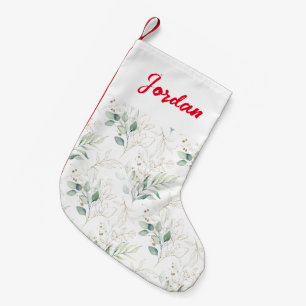 Petite Chaussette De Noël Mint Green Pastel Floral Greenery Motif