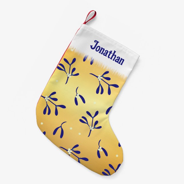 Petite Chaussette De Noël Mistletoe et Berries Stylish Personnalisé (Devant (Accrochage))