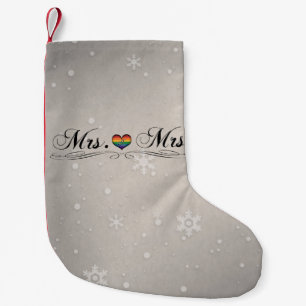 Petite Chaussette De Noël Mme et Mme Lesbian Pride Typographie Design