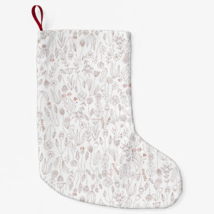 Petite Chaussette De Noël Modèle Floral Or rose