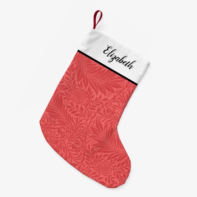 Petite Chaussette De Noël Modèle Floral Rouge personnalisé (Devant (Accrochage))