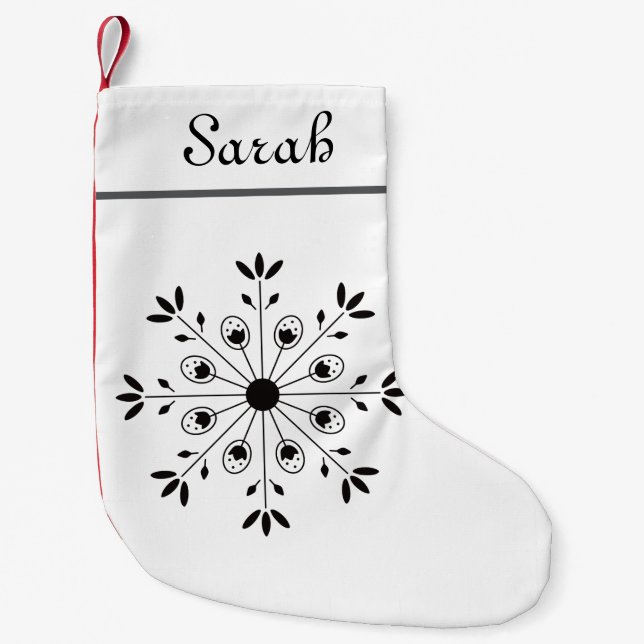 Petite Chaussette De Noël Modern Elegant Snowflake Christmas Custom Template (Devant)