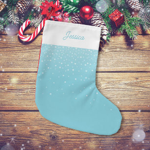 Petite Chaussette De Noël Moderne minimaliste Pastel Bleu neige