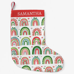 Petite Chaussette De Noël Moderne motif arc-en-ciel personnalisé pour les fê