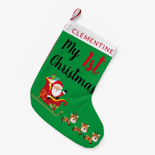 Petite Chaussette De Noël Mon premier Noël | Père Noël Reindeer Holiday (Devant (Accrochage))
