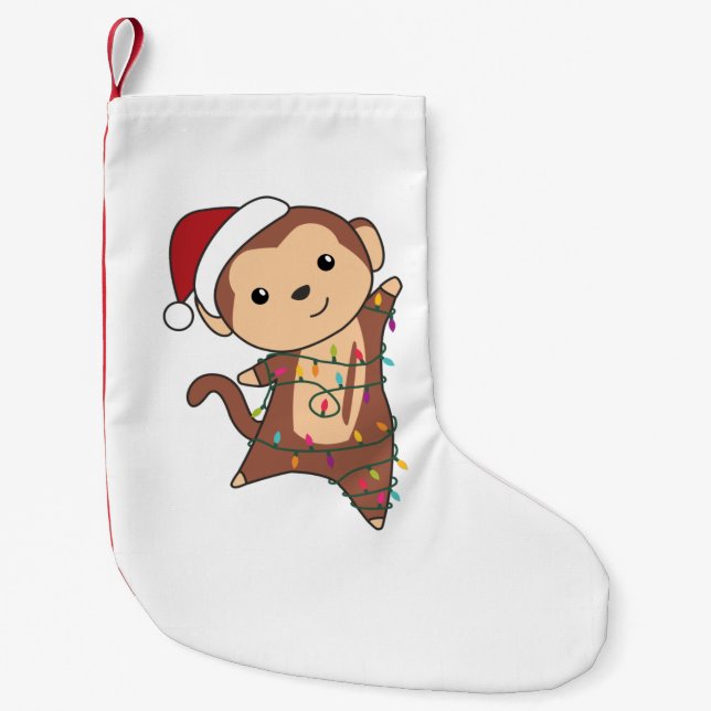 Petite Chaussette De Noël Monkey Christmas Snow Winter Animals Monkeys Adult (Devant)